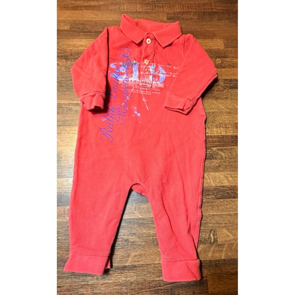 Vintage Ralph Lauren Y2K one piece polo style outfit.  Size 6 months.